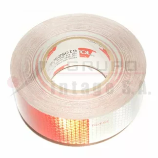 Pie de cinta reflectiva 6" roja x 6" blanca de 5 cm ancho (150')