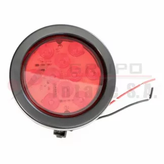 Lámpara redonda roja 4" 10 LED orilla de hule