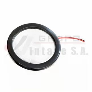 Lámpara redonda blanca 4" orilla negra de hule 12V