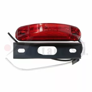 Lámpara lateral curva 4 LED roja bi voltaje con base metálica