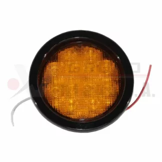 Lámpara redonda 4" ámbar base de hule 12 LED bi voltaje