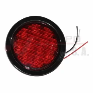 Lámpara redonda 4" roja base de hule 12 LED bi voltaje