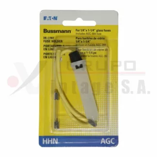 Porta fusible recto con fusible de vidrio30A cable calibre 12