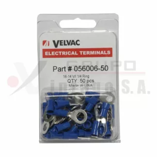 Terminal de argolla para alambre calibre 16-14 agujero 1/4" Pack 50