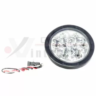 Lámpara redonda transparente 4" 10 LED con orilla hule