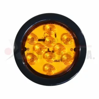 Lámpara redonda ámbar 4" 10 LED orilla de hule