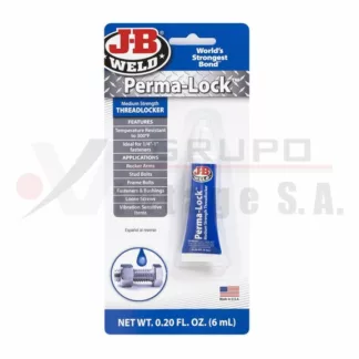 Fijador de roscas Perma-Lock azul resistencia media 6 ml. J-B Weld hecho en USA